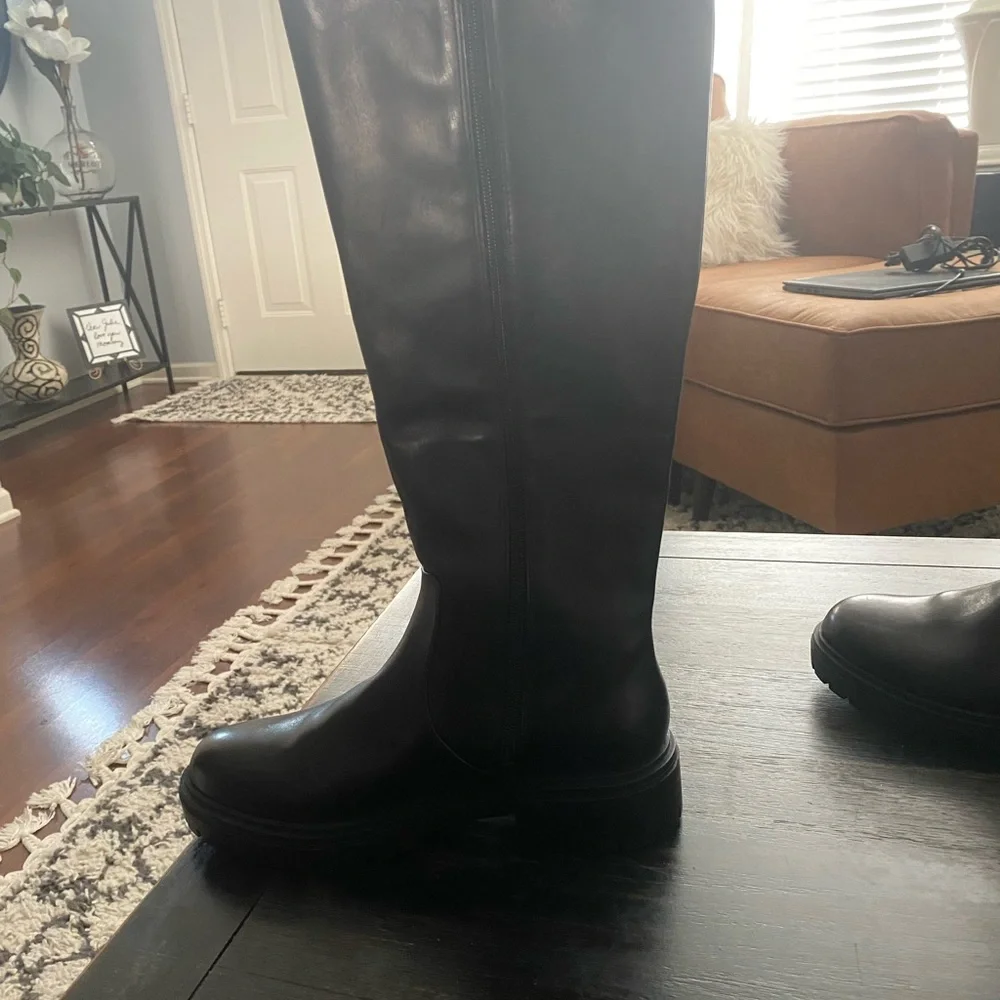 INC International Concepts Black Tall Leather Riding Boots